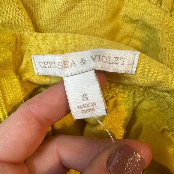 Chelsea & Violet Prairie Blues Linen Dress Yellow Sleeveless Tie Back Pleat Sz S - Picture 7 of 16